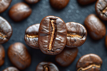 Fototapeta premium freshly roasted arabica coffee beans International Coffee Day, roasted, background, beans wallpaper