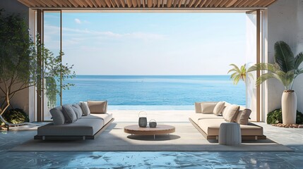 Obraz premium Modern house design and luxurious sea views