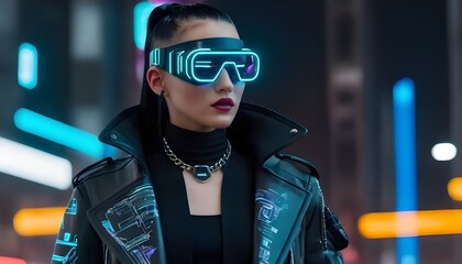 Cyberpunk Accessories: Develop a range of accessories like neon-lit belts, augmented reality glasses, and holographic handbags that fit a cyberpunk aesthetic.

