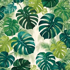seamless pattern with palm trees