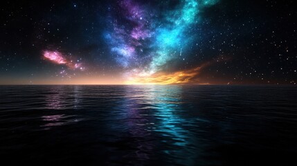 The ocean's reflection of the Aurora Australis or Aurora Borealis