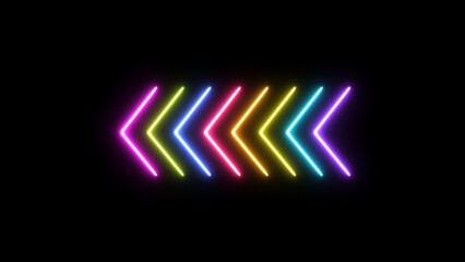 Neon arrow icon. Glowing arrow pointers icon. Neon directional arrow. glowing neon line arrows on a black background.