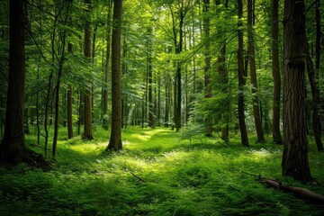 Lush green forest nature vegetation landscape.