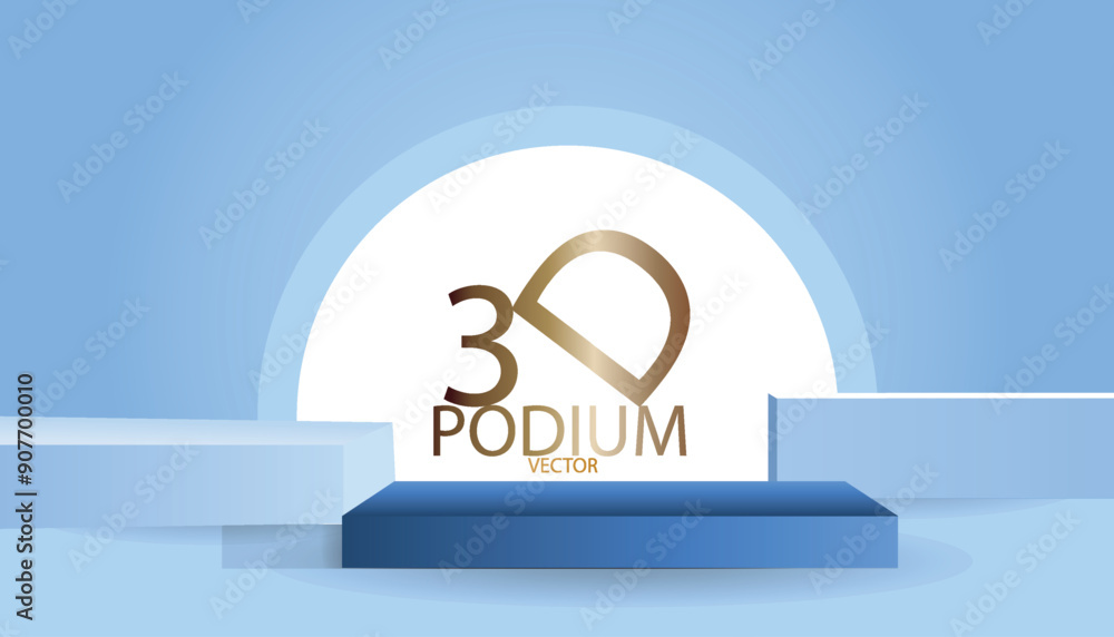 Poster background vector 3d blue rendering with podium minimal blue display scene, minimal display backgrou