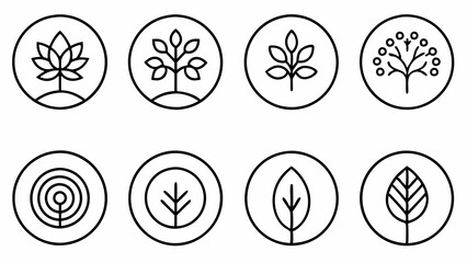 Versatile Abstract Tree Icons: Circular Logo Templates for Garden and Nature Themes