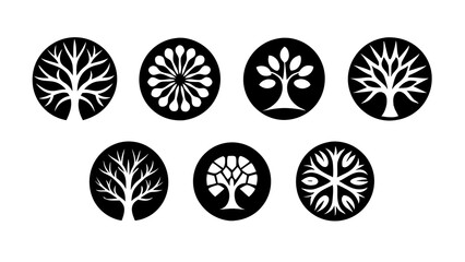 Creative Circle Tree Logo Templates: Abstract Design for Nature and Psychology