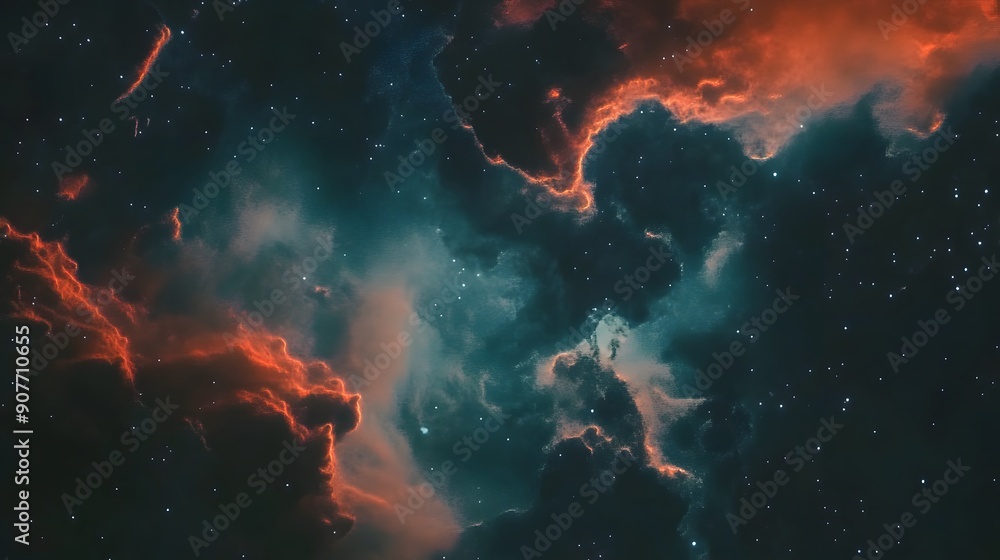 Aufkleber a mesmerizing view of a nebula, filled with swirling clouds of gas and dust, illuminated by a multit