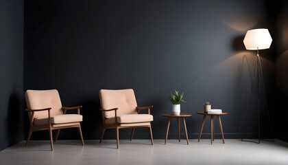 Black wall living room interior with chair and wall decor, Black wall room, Yellow sofa, black sofa, frame on wall, yellow sofa black wall, black living room, living room image, chair living room,
