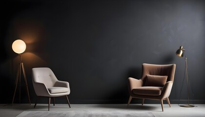 Black wall living room interior with chair and wall decor, Black wall room, Yellow sofa, black sofa, frame on wall, yellow sofa black wall, black living room, living room image, chair living room,