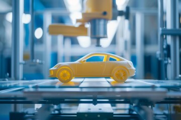 Obraz premium Depiction of Additive Manufacturing 3D Printer Creating a Complex Object in an Industrial Setting