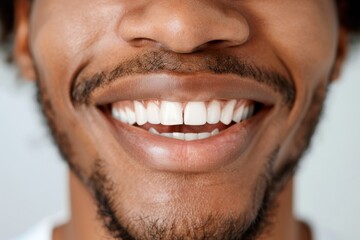 Fototapeta premium A close-up of a man's smile with a gap between her two front teeth