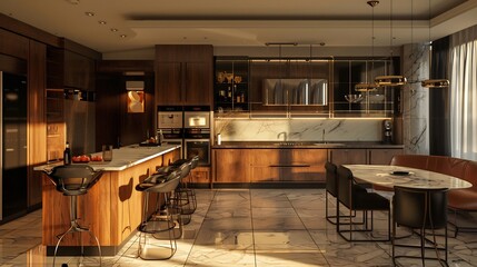 Luxury home kitchen and bar interior