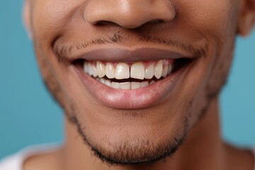 Fototapeta premium A close-up of a man's smile with a gap between her two front teeth