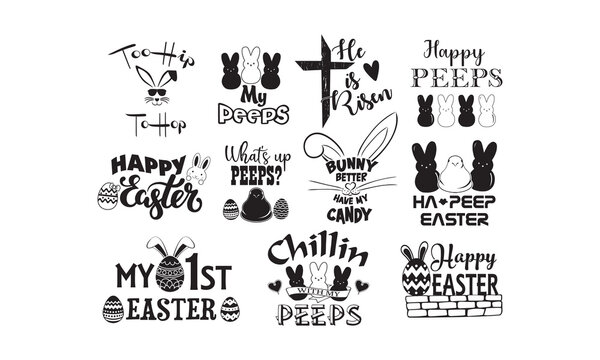 Happy esters  Vector bundle, Clipart, Silhouette, Vector, icons, illustration, design.