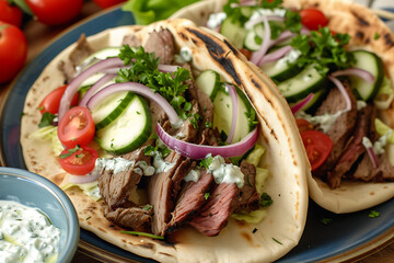 Grilled beef gyros photo