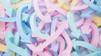A vibrant collection of pastel arrows pointing in various directions, creating a playful and abstract visual.