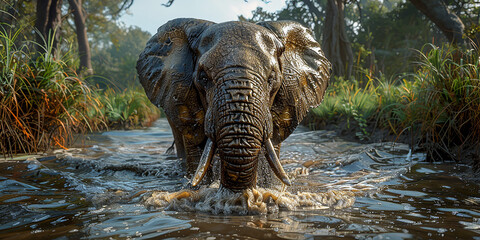 Fototapeta premium Professional filming of safaris in the wilderness, outdoor activities