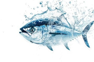 Fototapeta premium Bluefin Tuna isolated in white with a water splash