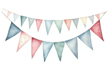 Fototapeta premium Christmas bunting white background clothesline celebration.