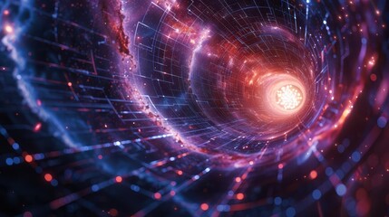 Obraz premium Design a dynamic cosmic inflation scene with microwave background effects