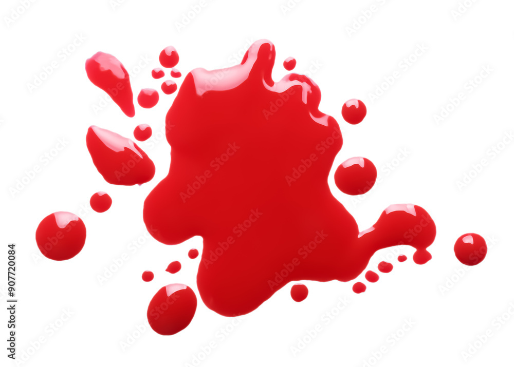 Poster Blot of red printer ink isolated on white, top view