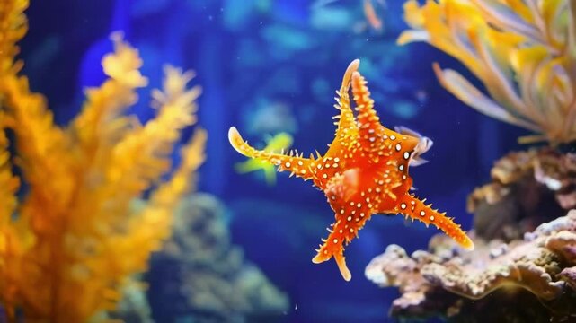 Star fish swimming in the aquarium