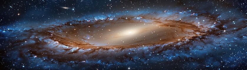 Fototapeta premium Render a powerful galaxy with dark matter formations and celestial phenomena, front view, showcasing hidden cosmic structures, advanced tone, black and white, copy space for text,