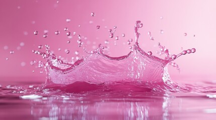 Pink water splash on a matching pink background.