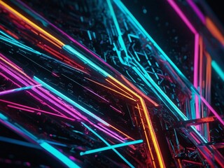 Fototapeta premium Abstract neon light element wallpaper, glowing space background