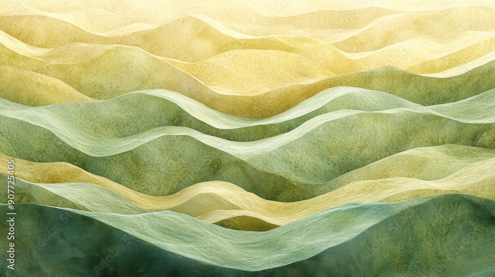 Poster olive-colored waves undulating in a harmonious pattern