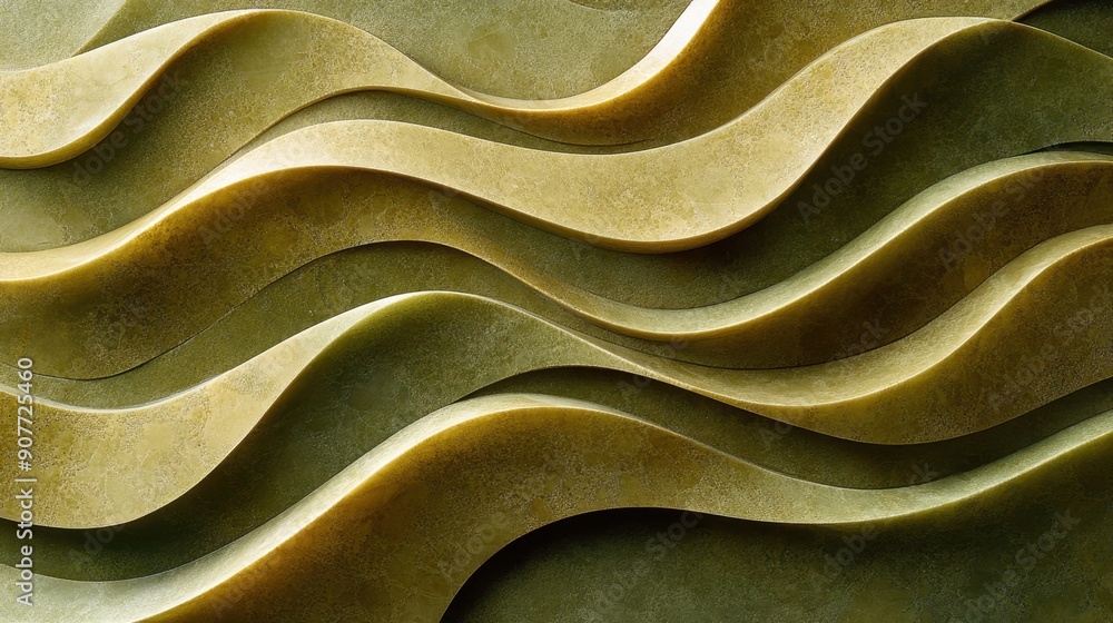 Poster olive-colored waves undulating in a harmonious pattern