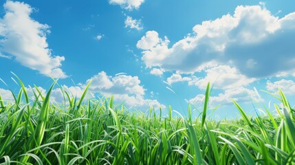 Obraz premium A field of grass with a clear blue sky above