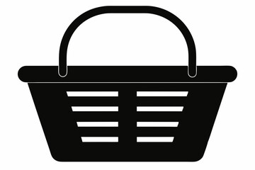 
Picnic Basket Silhouette Vector, Blank Basket icon
