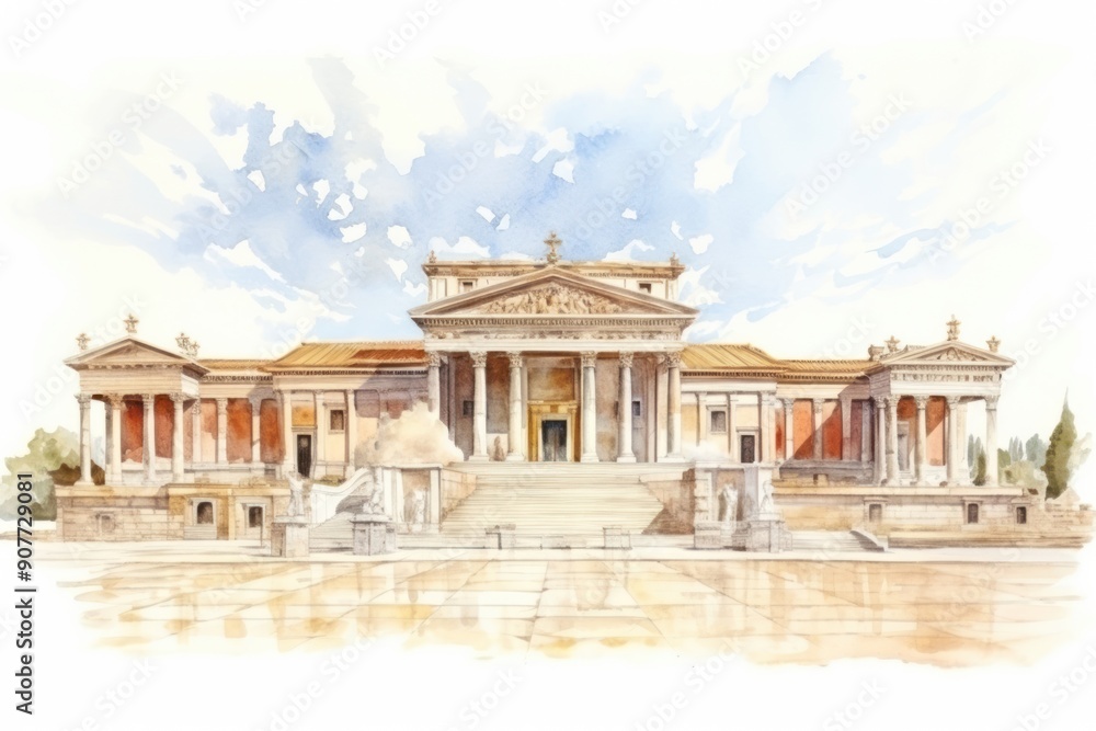 Poster architecture building drawing sketch.