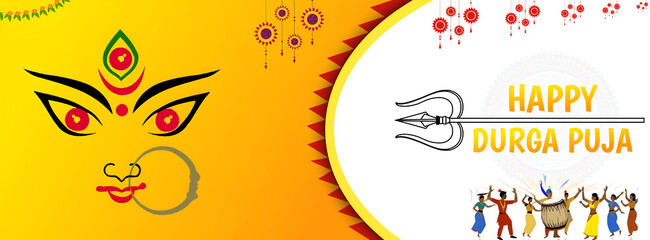 Happy Durga Puja Festival Banner design, biggest festival in kolkata