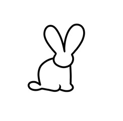 cute drawing of white rabbit , bunny isolated on white