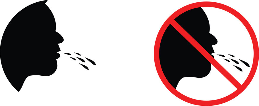 icon No Spitting black outline for web site design 
and mobile dark mode apps 
Vector illustration on a white background