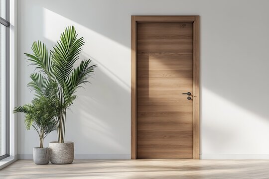 interior door in a modern interior, in light colors in a Scandinavian style