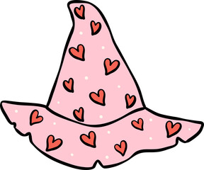 Groovy Retro Halloween witch hat Cartoon Character Doodle Hand Drawing  Vibrant Bold Funky Art