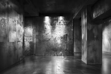 An Empty and Desolate Room with Dark, Grunge Textured Walls, Highlighting the Distressed and Neglected Ambiance of This Forlorn and Abandoned Space