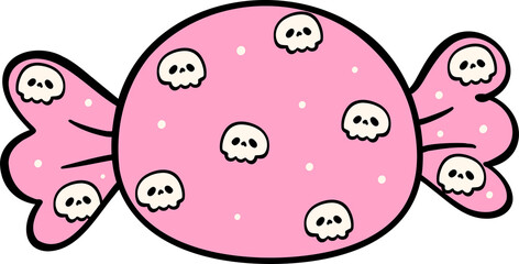 Groovy Retro Halloween candy snack Cartoon Character Doodle Hand Drawing  Vibrant Bold Funky Art