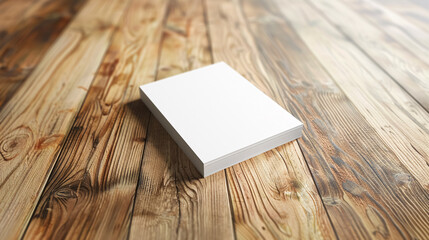Fototapeta premium perspective view of white business card on wood floor