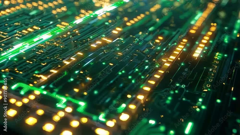 Poster close-up of a digital matrix with rows of glowing green numbers