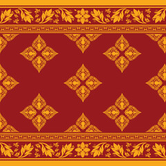 thai art pattern Abstract Ethnic art. Seamless pattern in tribal, folk embroidery, and Mexican style. Aztec geometric art ornament print. Design for carpet, cover wallpaper, wrapping. fabric, clothing