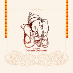 Elegant Happy Ganesh Chaturthi cultural Indian festival celebration background