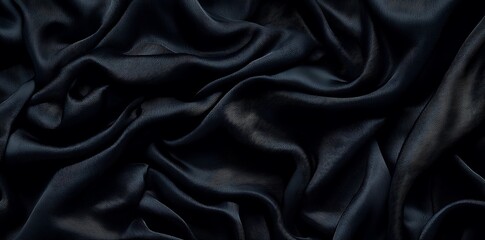 Obraz premium Black Silk Material: Abstract Wavy Design