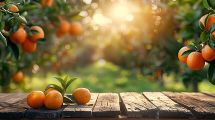 Peaceful Podium with Oranges in Gentle Afternoon Light. AI generated illustration