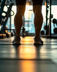 Fototapeta premium Strength training by exercise with equipment and machine. Cardiovascular health concept