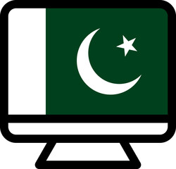 Pakistan flag Icon on Monitor