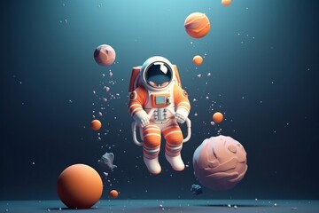 Naklejka premium Space astronomy astronaut spaceplane.